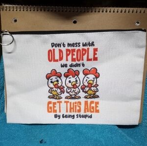 Chicken Themed Pet Pouch Makeup Bag Funny - White and Red